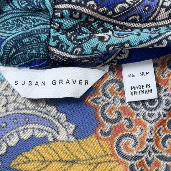 Susan Graver Sheer Mesh Cardigan Top Womens XLP Floral Print Ruched Sleeve - Picture 5 of 10